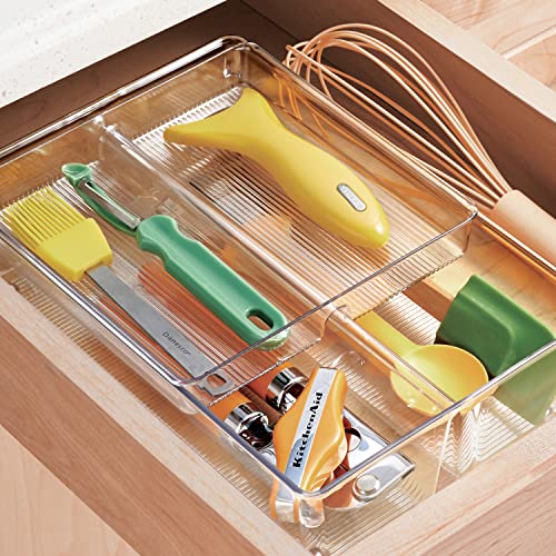 iDesign Linus 2-Piece Kitchen Drawer Organizer for Kitchen Utensils and Tools - Clear