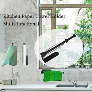 Paper Towel Holder with Damping Function,Paper Towel Holder Under Cabinet,Adhesive Black Paper Towel Holder Suitable for Kitchen Cabinets