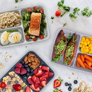 Bentgo Prep 3-Compartment Meal-Prep Containers with Custom-Fit Lids - Microwaveable, Durable, Reusable, BPA-Free, Freezer and Dishwasher Safe Food Storage Containers - 10 Trays & 10 Lids (Navy Blue)