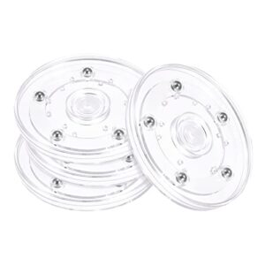 meccanixity 4inch rotating swivel stand with steel ball bearings lazy susan base turntable for kitchen corner cabinets, clear pack of 4