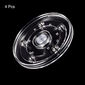 MECCANIXITY 4inch Rotating Swivel Stand with Steel Ball Bearings Lazy Susan Base Turntable for Kitchen Corner Cabinets, Clear Pack of 4