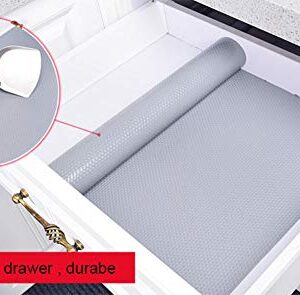 EVA Washable Waterproof Non-Adhesive Shelf Drawer Liner Roll for Refrigerator Kitchen Bathroom Cabinets Drawer Shelves Cupboard (Grey)