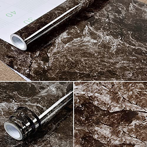 Luxury Self Adhesive Contact Paper Kitchen Stickers Roll/Oil Proof Waterproof Kitchen Countertop Furniture Film Wallpaper Stove Cabinet Stickers 24×200 inch