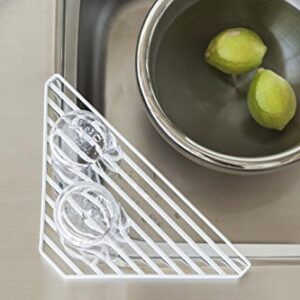 Yamazaki Home Corner Sink Steel | Drainer Tray, One Size, White