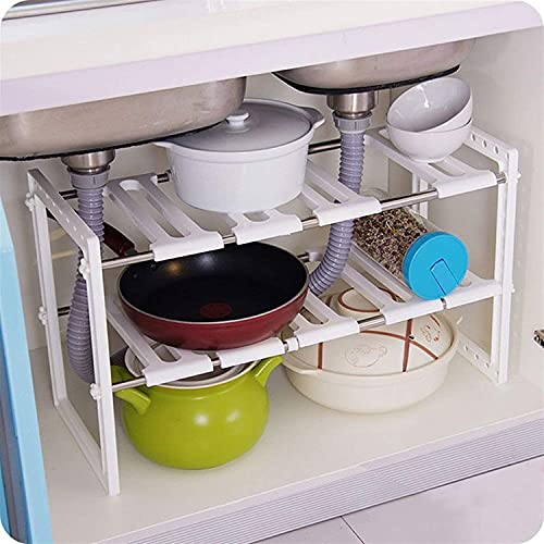 Comoo Under Sink Organizers And Storage,2-Layer Expandable Under Sink Organizer With Adjustable Lenth And Shelves，Multifunctional Under Sink Storage For Kitchen,(15.35-26 x 10.24 x 14.96)'