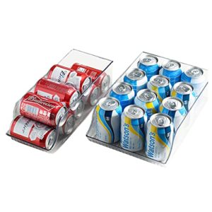 xicennego pop-up soda can dispenser storage organizer bin (2pack-large&small) pet can holder storage beverage canned food organizer for kitchens refrigerators counters freezers shops camping rvs