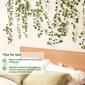 CEWOR 24 Pack 173ft Artificial Ivy Greenery Garland, Fake Vines Hanging Plants Backdrop for Room Bedroom Wall Decor, Green Leaves for Jungle Theme Party Wedding Decoration