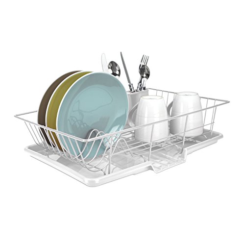 Home Basics DD30234 3-Piece Dish Drainer Set, White