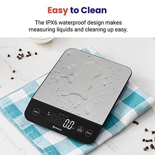 Etekcity Luminary 22lb Food Kitchen Digital Scale for Weight Loss, IPX6 Waterproof, Rechargeable, Ounces and Grams for Cooking Baking, 0.05oz/1g Precise Graduation, 304 Stainless Steel