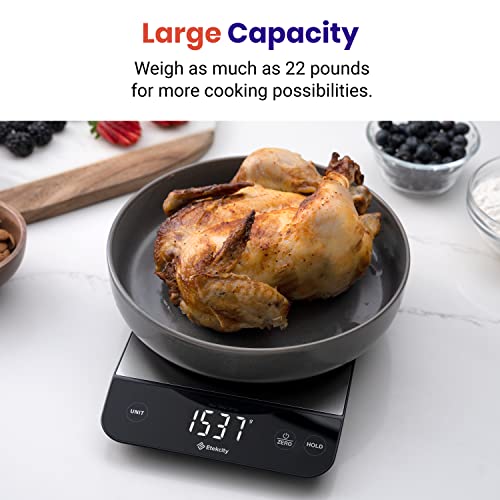 Etekcity Luminary 22lb Food Kitchen Digital Scale for Weight Loss, IPX6 Waterproof, Rechargeable, Ounces and Grams for Cooking Baking, 0.05oz/1g Precise Graduation, 304 Stainless Steel