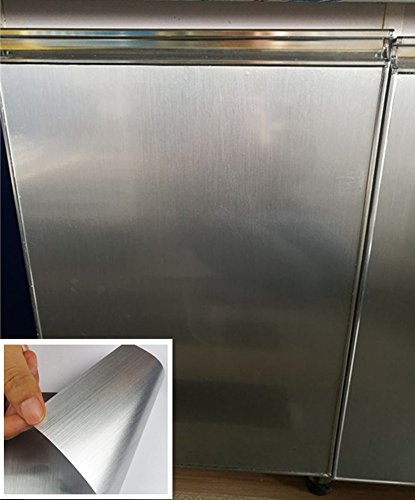 Teemall Self Adhesive Metal Look Film Vinyl Waterproof Anti Greasy Counter Top Peel Stick Metallic Gloss Shelf Liner for Kitchen Cabinet 15.6inch by 79inch