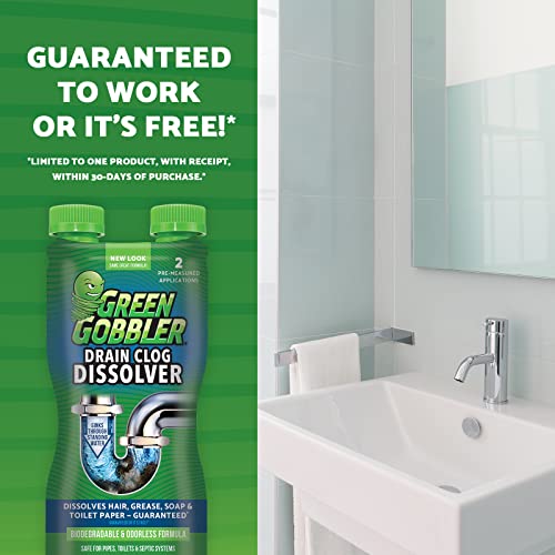 Green Gobbler Drain Clog Dissolver, Drain Opener-Cleaner ,Toilet Clog Remover, 31 oz