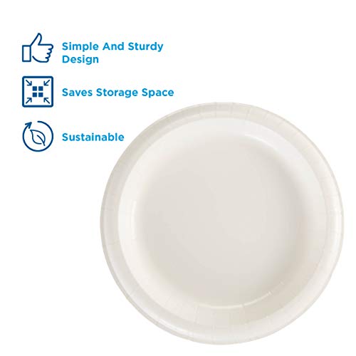 Dixie Basic 8.5” Light-Weight Paper Plates by GP PRO (Georgia-Pacific), White, DBP09W, 500 Count (125 Plates Per Pack, 4 Packs Per Case)