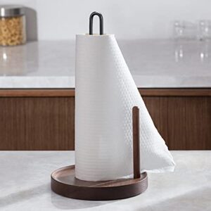 vineet modern farmhouse paper towel holders for kitchen, vintage wire and wood countertop paper towel holder rustic farmhouse freestanding paper towel holder with real wood base