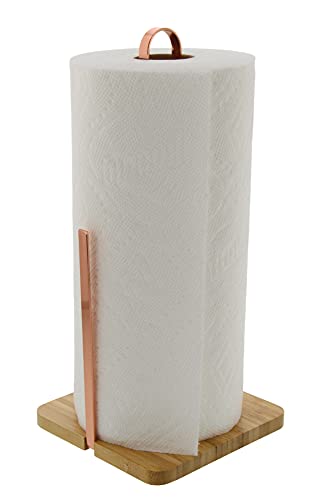 Cuisinart Stainless Steel Finish Paper Towel Holder with Solid Bamboo Base, Stainless Steel Arm for Tear Assistance, Countertop Paper Towel Dispenser, Fits Any Size Kitchen Towel Roll - Copper Finish