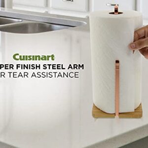 Cuisinart Stainless Steel Finish Paper Towel Holder with Solid Bamboo Base, Stainless Steel Arm for Tear Assistance, Countertop Paper Towel Dispenser, Fits Any Size Kitchen Towel Roll - Copper Finish