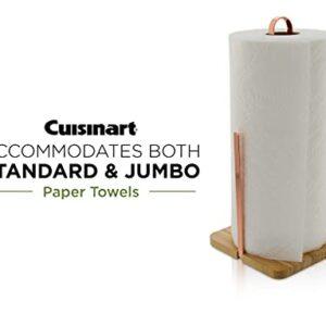 Cuisinart Stainless Steel Finish Paper Towel Holder with Solid Bamboo Base, Stainless Steel Arm for Tear Assistance, Countertop Paper Towel Dispenser, Fits Any Size Kitchen Towel Roll - Copper Finish