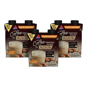 atkins iced coffee café caramel protein-rich shake, with coffee and protein, keto-friendly and gluten free (12 shakes)