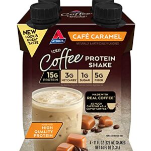 Atkins Iced Coffee Café Caramel Protein-Rich Shake, with Coffee and Protein, Keto-Friendly and Gluten Free (12 Shakes)