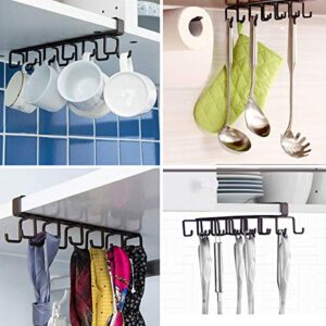 Multi-Function Storage Hooks Under Cabinet Mug Hanger for Cups Wine Glasses Without Drilling