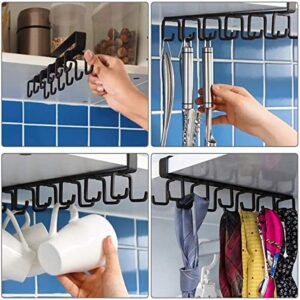 Multi-Function Storage Hooks Under Cabinet Mug Hanger for Cups Wine Glasses Without Drilling