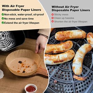 Air Fryer Paper Liners Disposable: 100pcs Oil Proof Parchment Sheets Round, Airfryer Paper Basket Bowl Liner for Baking Cooking Food