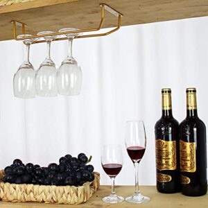 Casaphoria Set of 2-10-Inch Long, Wine Glass Rack, Wire Hanging Rack, Wine Glass Hanging Rack, Wire Wine Glass Hanger Rack, Stemware Rack, Under Cabinet, Brass Finish