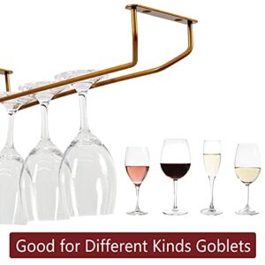 Casaphoria Set of 2-10-Inch Long, Wine Glass Rack, Wire Hanging Rack, Wine Glass Hanging Rack, Wire Wine Glass Hanger Rack, Stemware Rack, Under Cabinet, Brass Finish