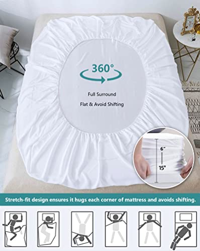 Mattress Protector Full Size Waterproof Mattress Cover Soft Breathable Noiseless Full Mattress Protector Bed Cover Deep Pocket for 6-15" Pad - Machine Washable Vinyl Free (Full, 1 Pack)