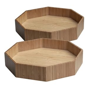 bamboo 360 rotating lazy susan 10″ tray bundle 2 pack for bathroom, kitchen, cabinets & tabletop