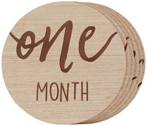 kate & milo baby monthly milestone marker discs, reversible photo props, baby growth and pregnancy growth cards, wooden