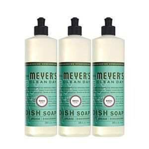 mrs. meyer’s liquid dish soap, biodegradable formula, basil, 16 fl. oz – pack of 3
