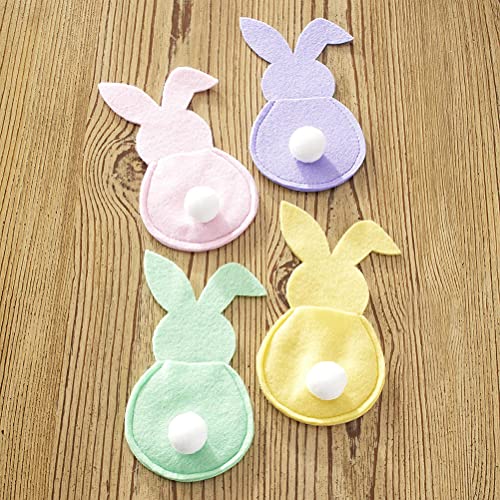 Zhongdawei Easter Cutlery Holder, 16Pcs Easter Bunny Cutlery Bags Rabbit Flatware Holder Tableware Utensil Storage Bags for Home Party Tabletop Wedding Festival