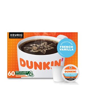 dunkin’ french vanilla flavored coffee, 60 keurig k-cup pods