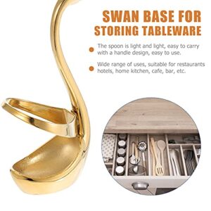 FRCOLOR Flatware Holder Stainless Steel Swan Base Chopsticks Fork Spoon Stand Decorative Kitchen Tableware Organizer Cutlery Drainer Storage Rack for Coffee Bar Dining Golden