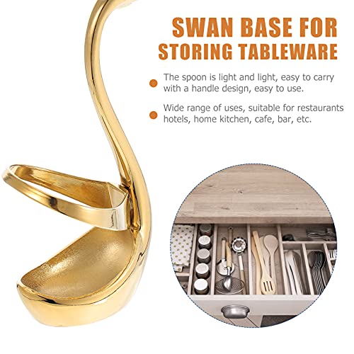 FRCOLOR Flatware Holder Stainless Steel Swan Base Chopsticks Fork Spoon Stand Decorative Kitchen Tableware Organizer Cutlery Drainer Storage Rack for Coffee Bar Dining Golden