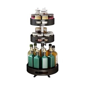 bultiweud 3 tier lazy susan turntable spice rack organizer food storage container for kitchen cabinet, spinning organizer for spices,condiments,black