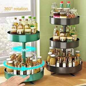 BULTIWEUD 3 Tier Lazy Susan Turntable Spice Rack Organizer Food Storage Container for Kitchen Cabinet, Spinning Organizer for Spices,Condiments,Black