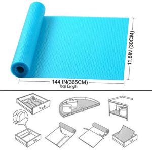 PABUSIOR Blue Shelf Liner Waterproof, (11.8Inch X12FT) Non-Adhesive Washable Drawer Liners for Pantry Cabinet, Fridge, Refrigerator Mats (Translucent)