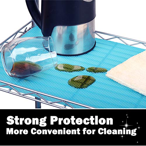 PABUSIOR Blue Shelf Liner Waterproof, (11.8Inch X12FT) Non-Adhesive Washable Drawer Liners for Pantry Cabinet, Fridge, Refrigerator Mats (Translucent)