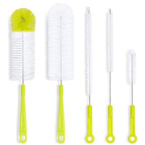bottle cleaning brush set – long handle bottle cleaner for washing narrow neck beer bottles, thermos s’well hydro flask contigo sports water bottles with straw brush, kettle spout/lid cleaner brushes