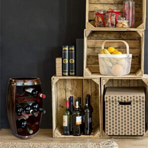 Puzzled Alexander Wine Rack 8 Bottle Free Standing Wine Holder Bottle Rack Floor Stand Or Countertop Wine Wooden Barrel Decor Storage Organizer Liquor Display to Decorate Home Kitchen Bar Accessory