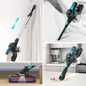 INSE Cordless Vacuum Cleaner, 6-in-1 Rechargeable Stick Vacuum with 2200 m-A-h Battery, Powerful Lightweight Vacuum Cleaner, Up to 45 Mins Runtime, for Home Hard Floor Carpet Pet Hair-N5S Azure