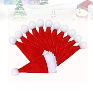 Happyyami 12pcs Santa Hat Tableware Holders Christmas Hat Wine Bottle Cover Christmas Table Decoration Party Favor