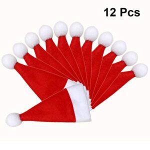 Happyyami 12pcs Santa Hat Tableware Holders Christmas Hat Wine Bottle Cover Christmas Table Decoration Party Favor