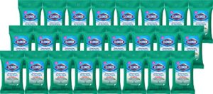 clorox disinfecting on the go travel wipes, fresh scent, 9 count, pack of 24 (package may vary)