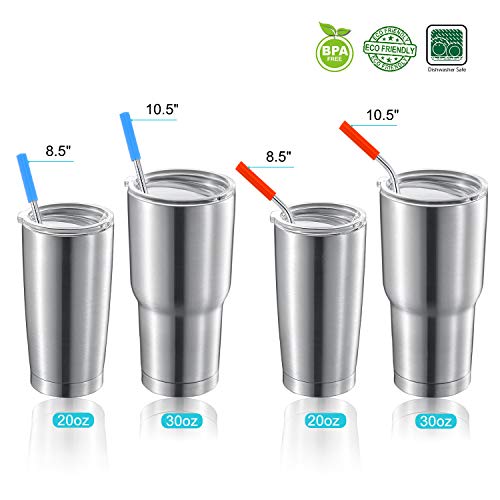 StrawExpert Set of 16 Reusable Stainless Steel Straws with Travel Case Cleaning Brush Silicone Tips Eco Friendly Extra Long Metal Straws Drinking for 20 24 30 oz Tumbler