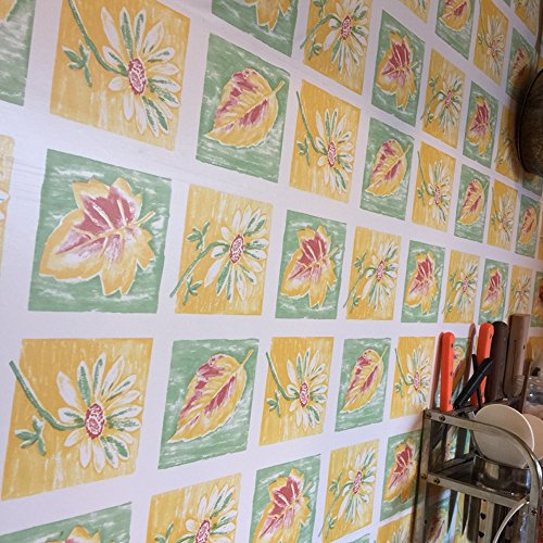 Yifely Yellow Leaf Sunflower Countertops Decor Paper Self-Adhesive Vinyl Shelf Drawer Liner 17.7 Inch by 9.8 Feet