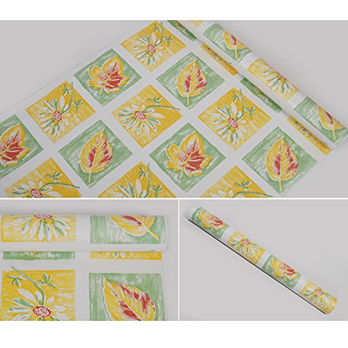 Yifely Yellow Leaf Sunflower Countertops Decor Paper Self-Adhesive Vinyl Shelf Drawer Liner 17.7 Inch by 9.8 Feet