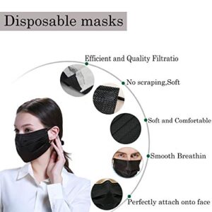 Wecolor Disposable 3 Ply Earloop Face Masks, Suitable for Home, School, Office and Outdoors (Black)